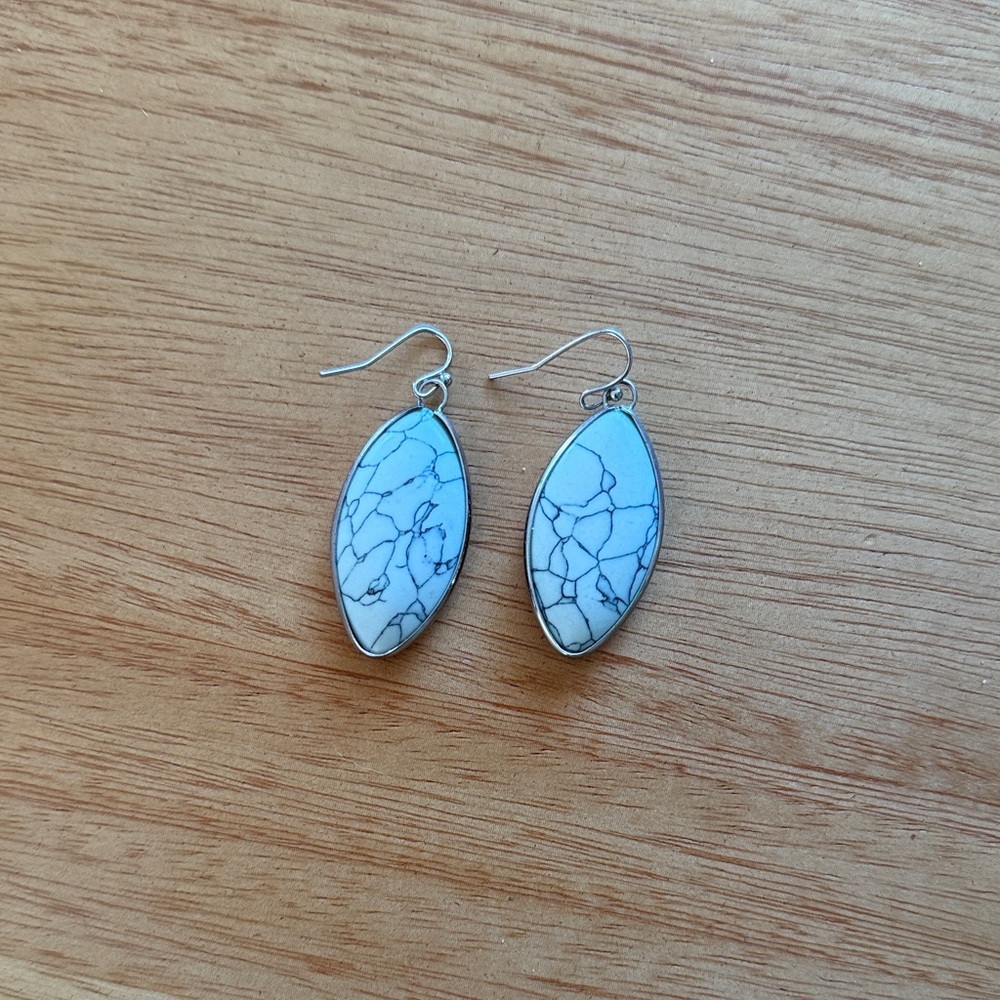 Elegant light blue Marbled Earrings